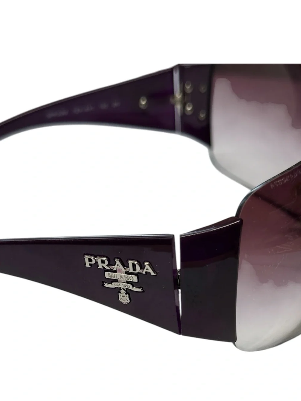 Prada Women’s Rimless Shield Sunglasses - Purple Gradient Lenses (READ)